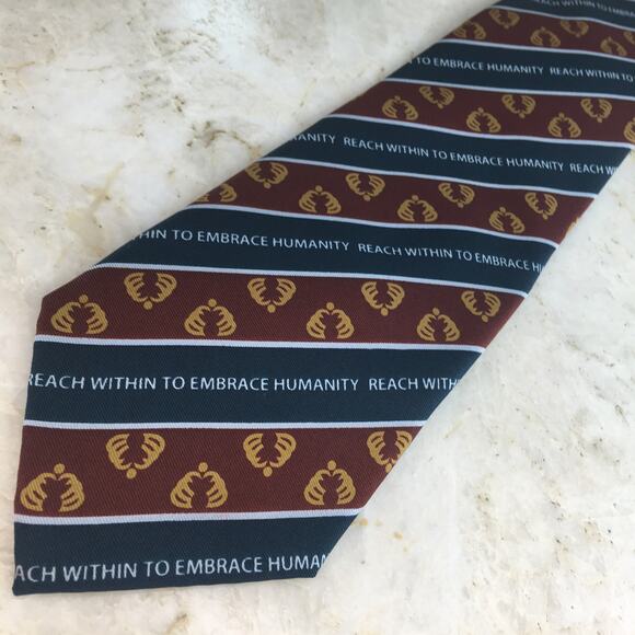 PILLORI " REACH WITHIN TO EMBRACE HUMANITY" NAVY BURGUNDY WHITE TIE - Picture 7 of 13